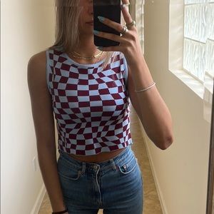 Blue and Brown Checkered Tank.